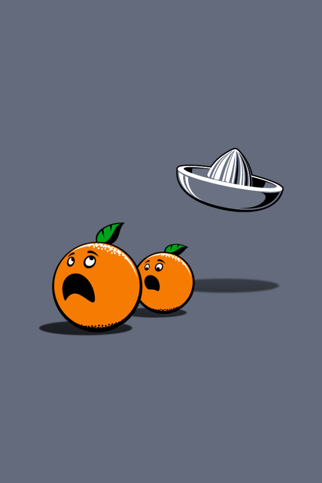 Апельсины убегают от соковыжималки