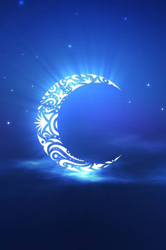 Орнамент на луне, голубой фон