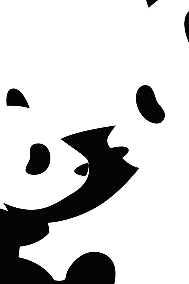 Панда с детенышем, черно белый фон