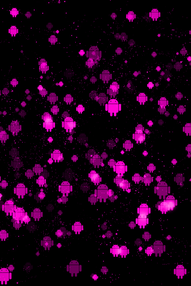 Розовые фигурки Андроида на черном фоне