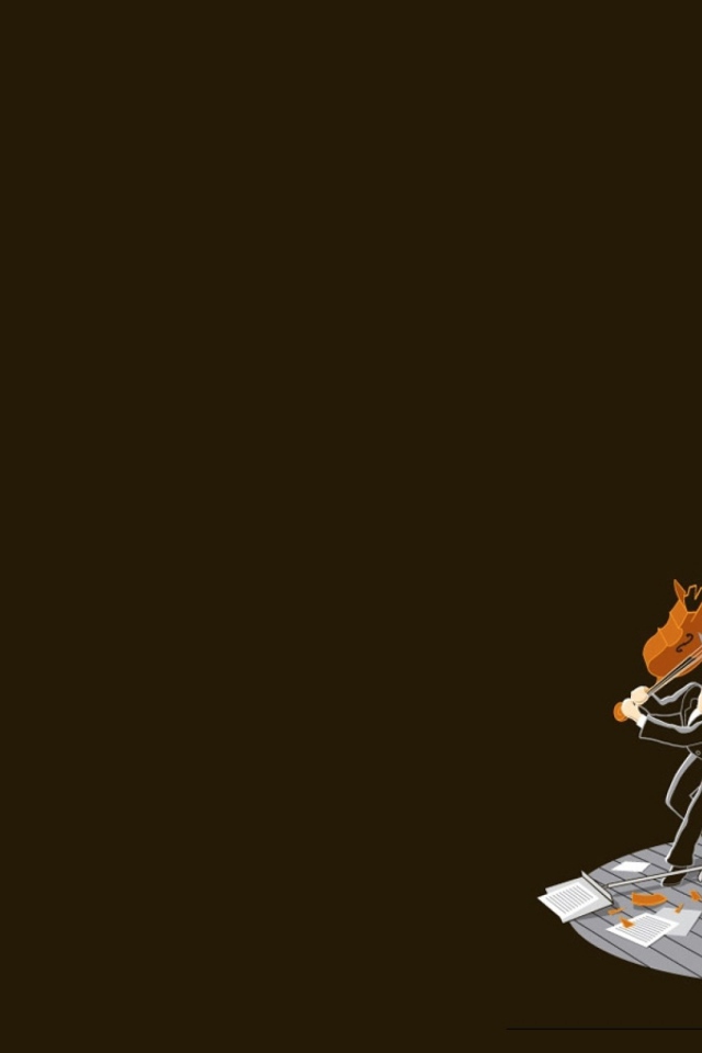 Игра на виолончелях, коричневый фон