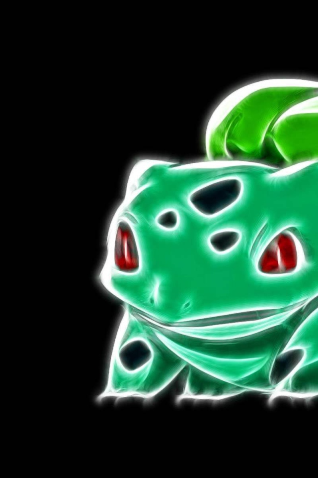 Покемон Бульбазавр на черном фоне