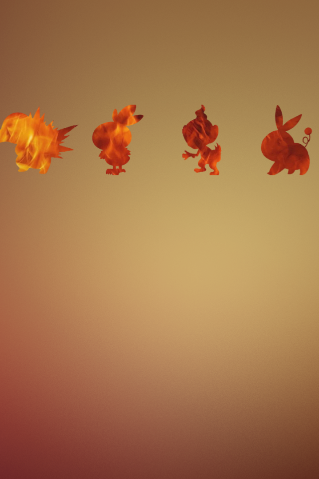 Покемоны, оранжевый фон