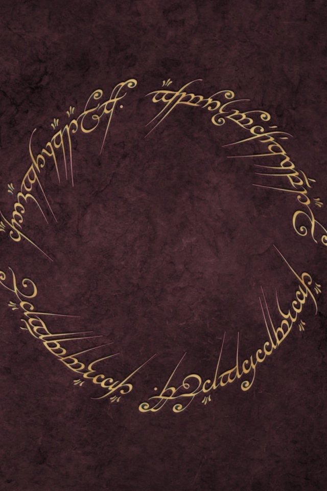 Надписи кольца всевластия на коричневом фоне