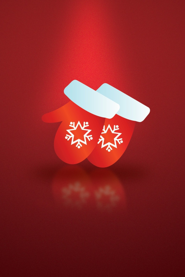 Перчатки Санты, красный фон