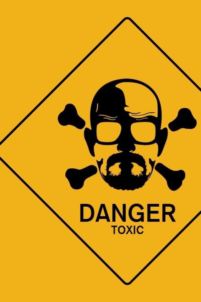 Знак опасно токсично, желтый фон