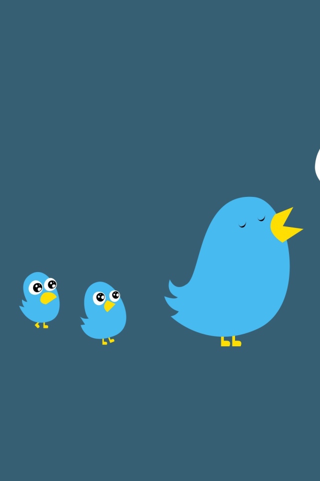 Поющая птичка, синий фон