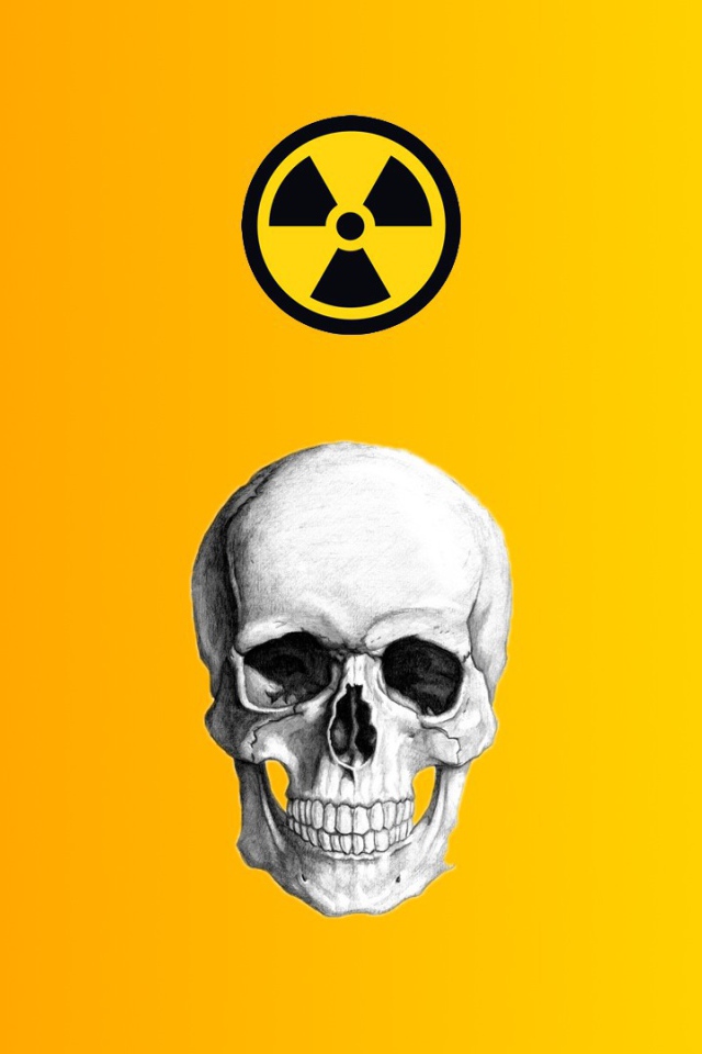 Череп и знак радиоактивной опасности, фон