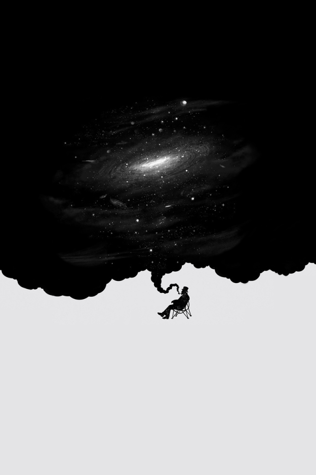 Курильщик, белый и черный фон