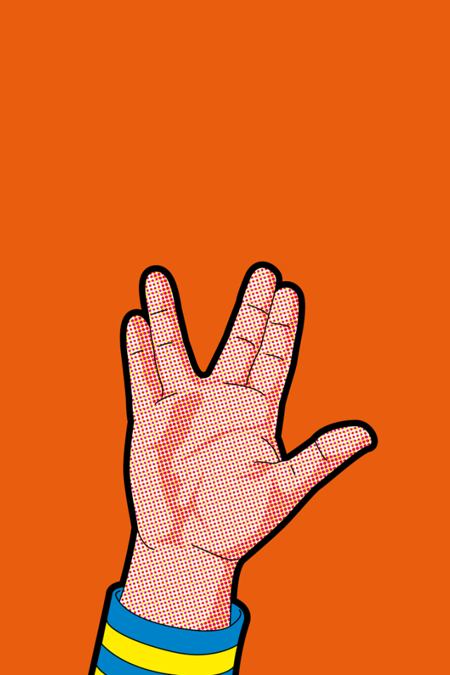 Рука Спока, оранжевый фон