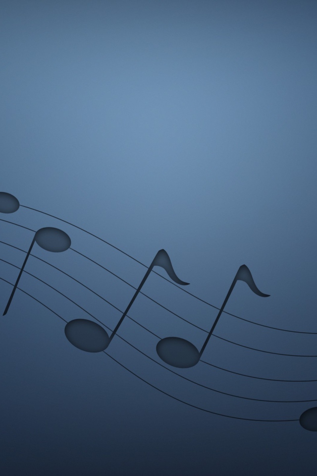 Нотный стан, голубой фон