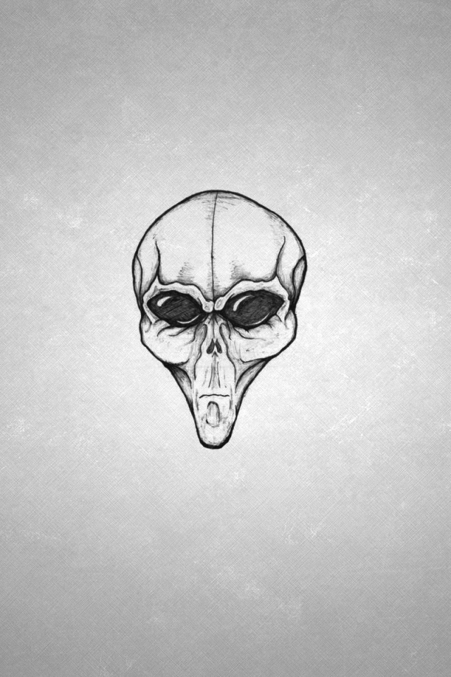 Лицо пришельца, серый фон