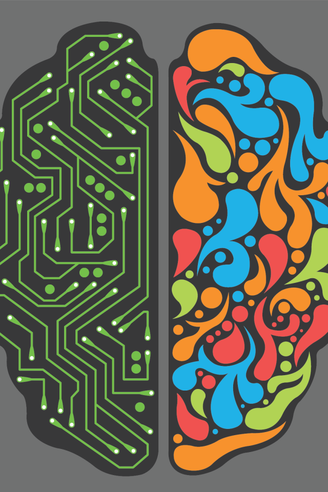 Электронная схема мозга, серый фон