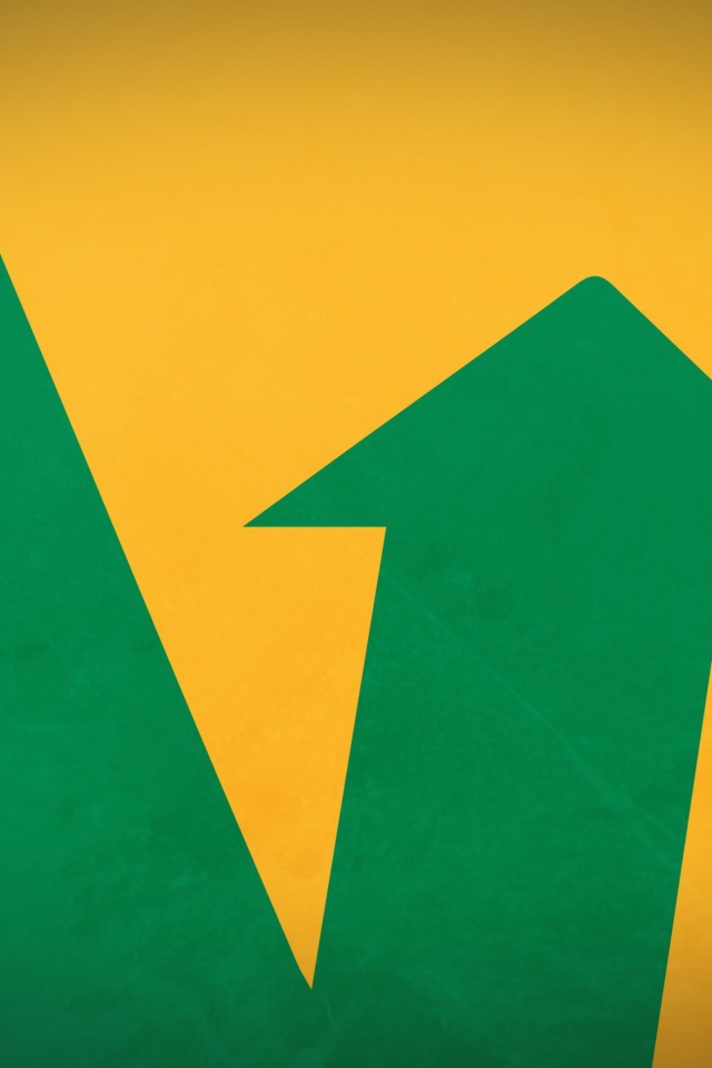 Зеленая стрела на желтом фоне