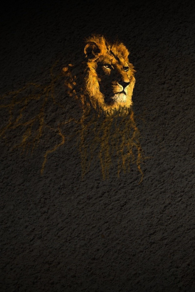 Проекция льва на коричневом фоне