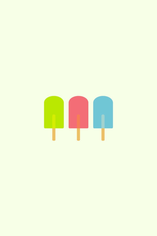 Three colorful ice lollies, white background