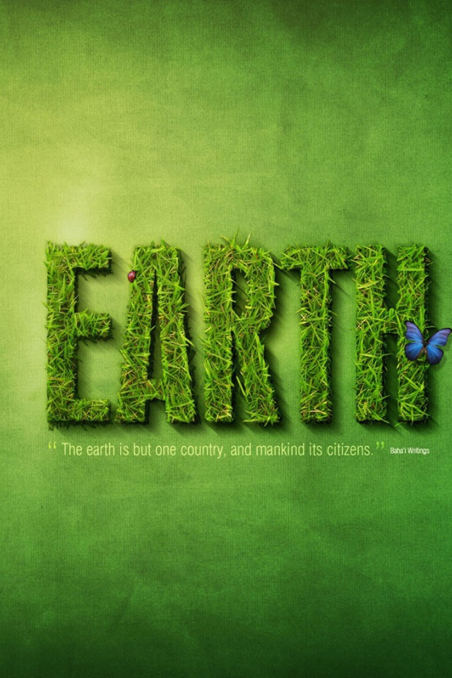 Надпись Земля из травы, зеленый фон