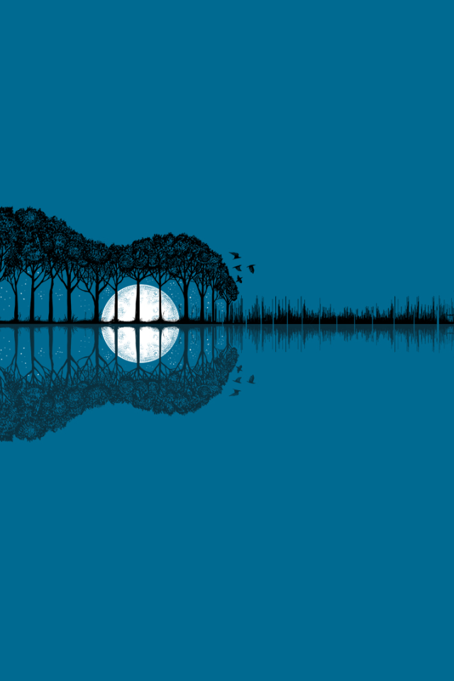 Деревья и дома в форме гитары