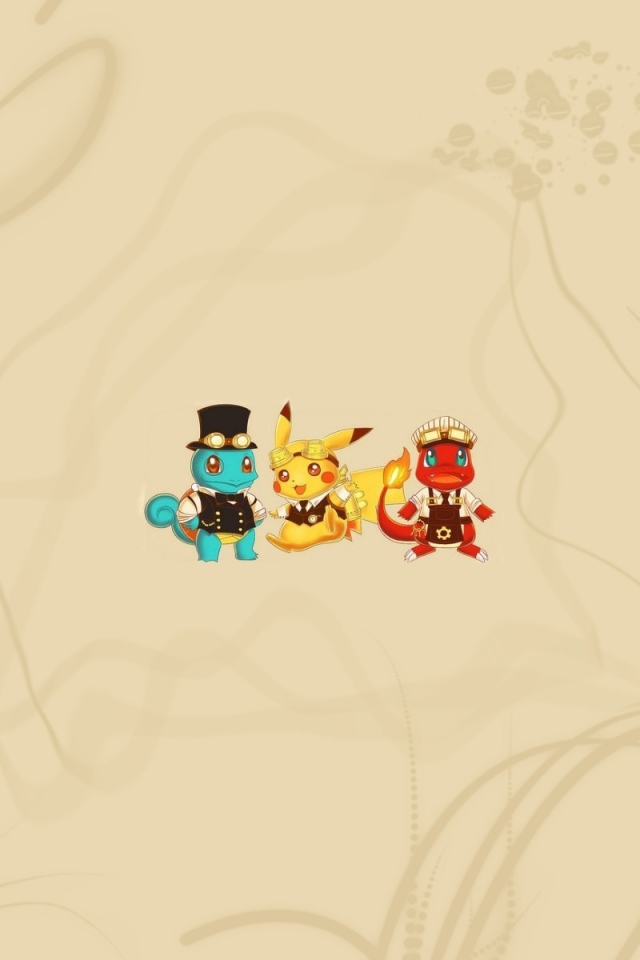 Трио покемонов, бежевый фон