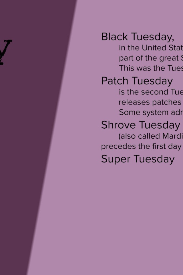 Описание вторника на английском языке