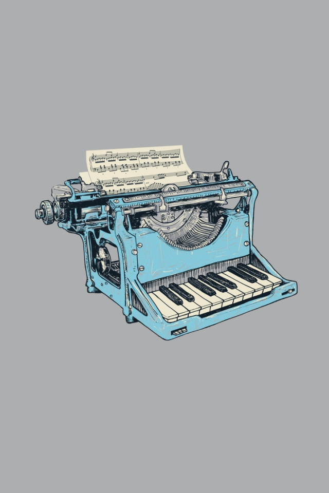 Печатная машинка для нот, фон