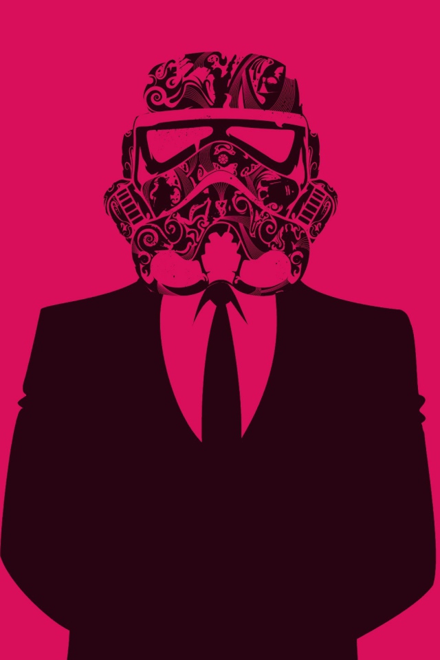 Вейдер в костюме, розовый фон