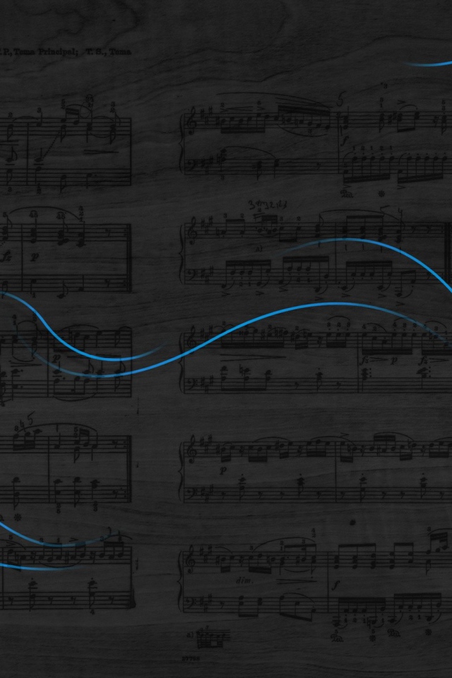 Волны музыки пианино на фоне нот