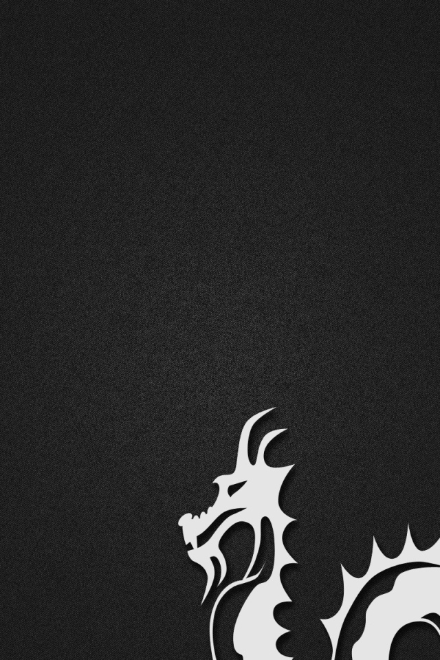 Белый дракон, черный фон
