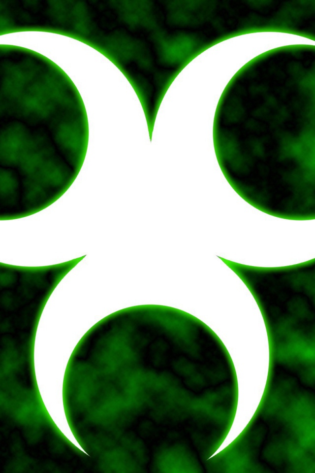 Белый знак био опасности на зеленом фоне