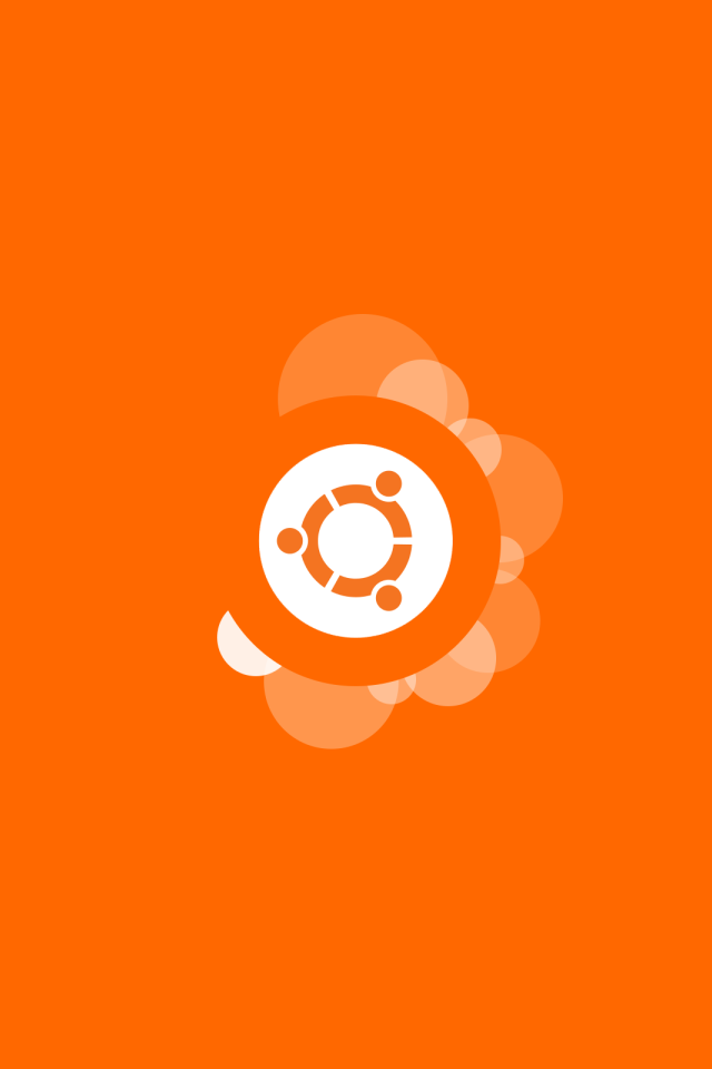 Белый символ Ubuntu на оранжевом фоне