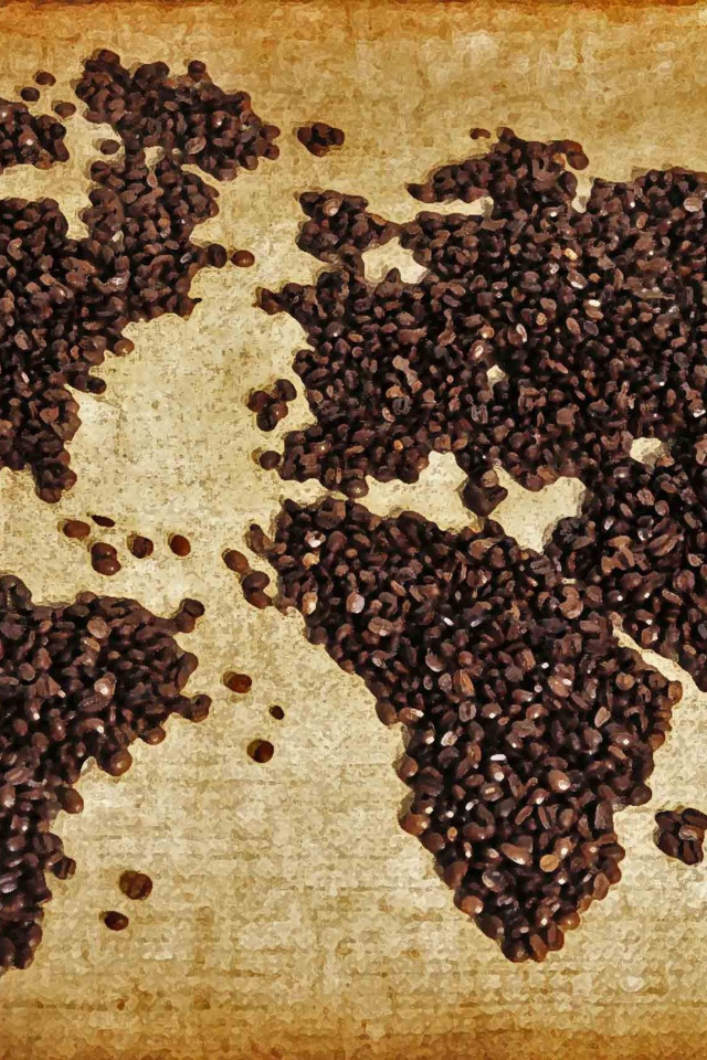 Карта мира из молотого кофе