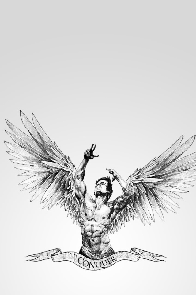 Zyzz с крыльями, серый фон