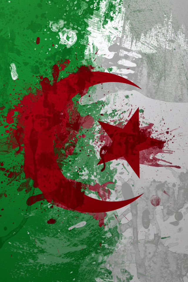 Флаг Алжира нарисованный красками