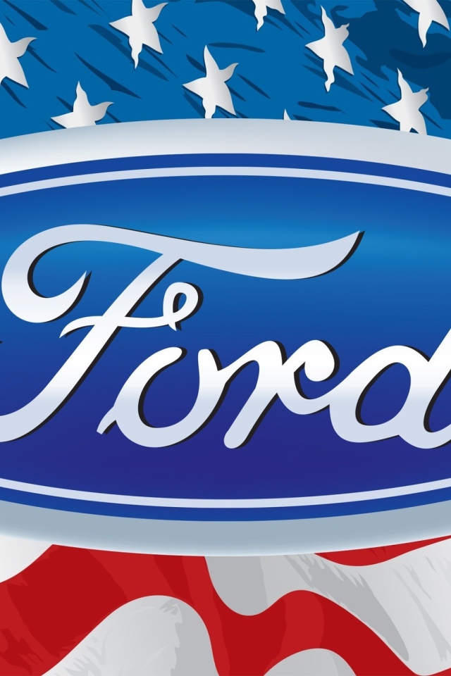 Логотип Форд на фоне флага США