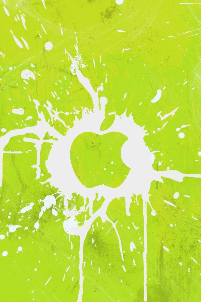 Логотип Apple Inc, всплески на зеленом фоне