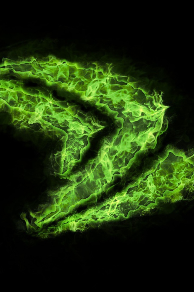 Логотип Nvidia из зеленого пламени