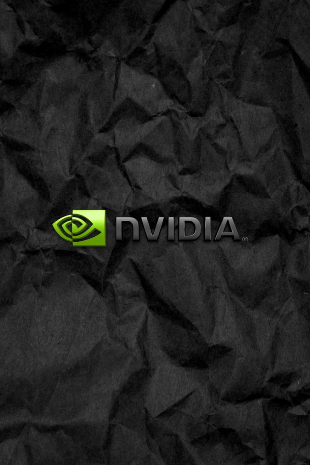 Символика Nvidia на мятой черной бумаге