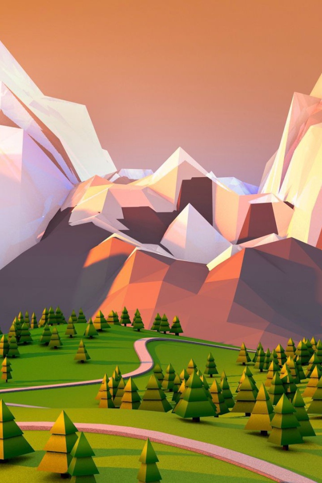 Кубический горный пейзаж