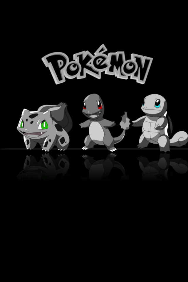 Серые покемоны на черном фоне