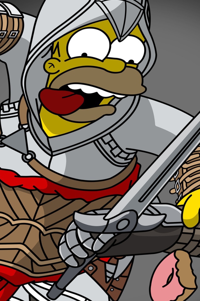 Гомер и Фландерс в доспехах, Симпсоны