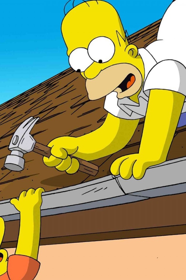 Гомер ремонтирует крышу, Симпсоны