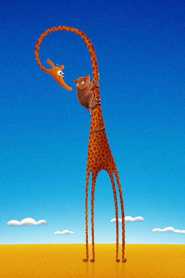 Лемур на шее жирафа, мультфильм