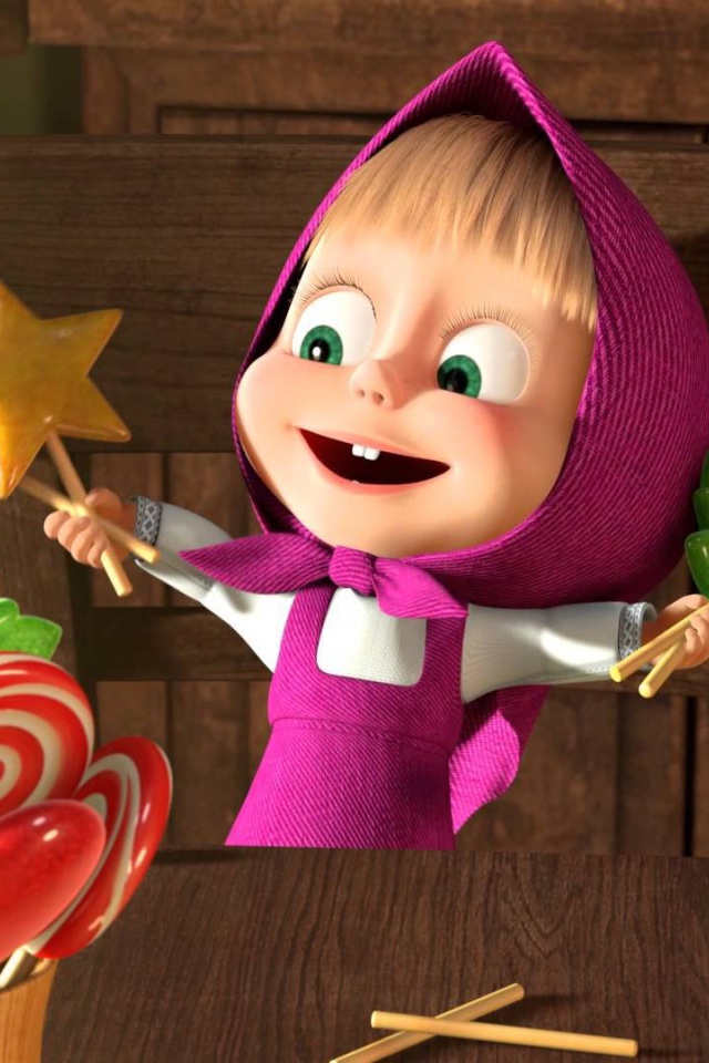 Маша рада леденцам, мультфильм Маша и медведь