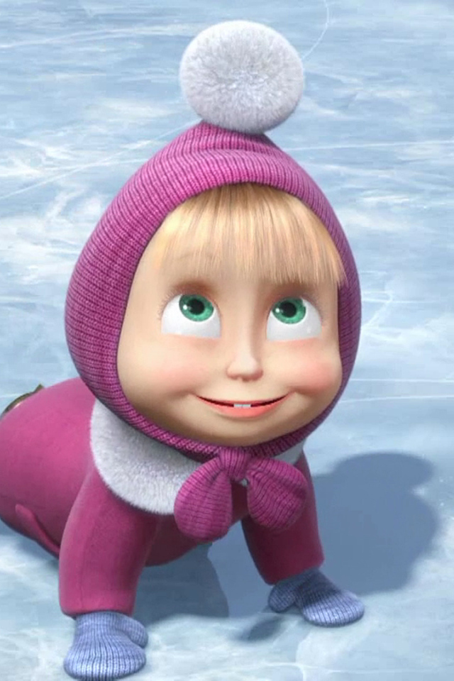 Маша катается на коньках, мультфильм Маша и медведь