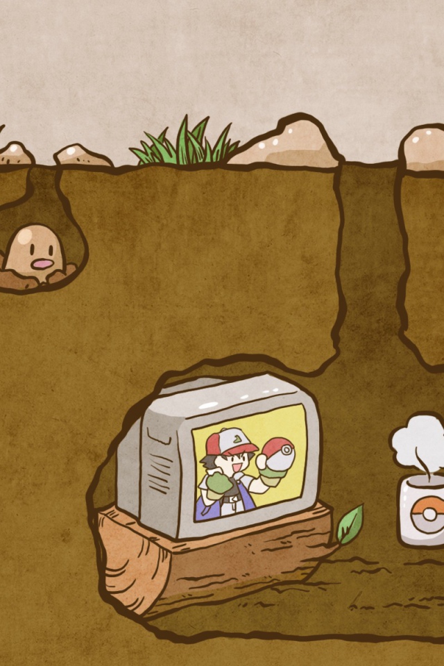 Покемон смотрит телевизор под землей