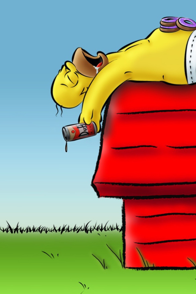 Симпсон спит на собачьей будке