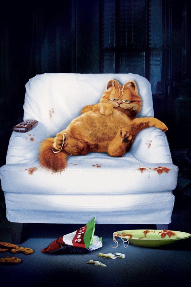 Неряшливый Гарфилд на кресле