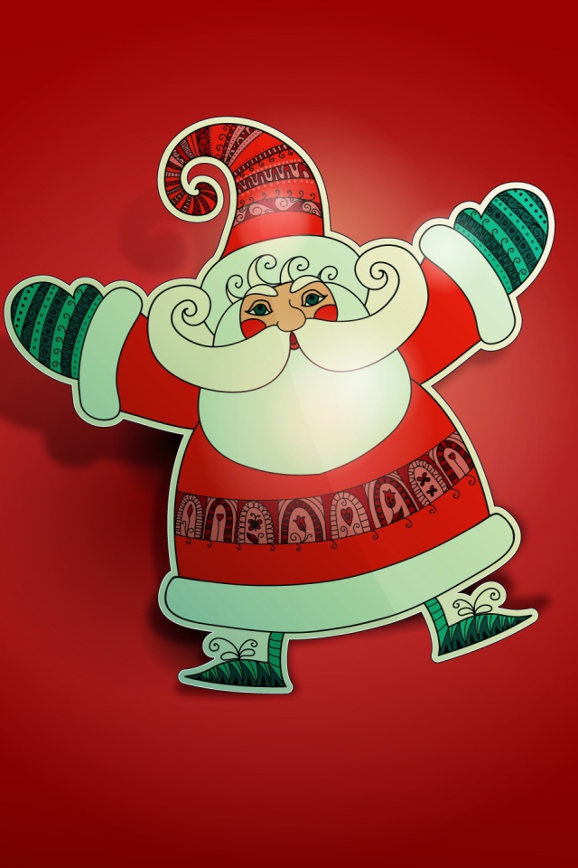 Дед Мороз на красном фоне