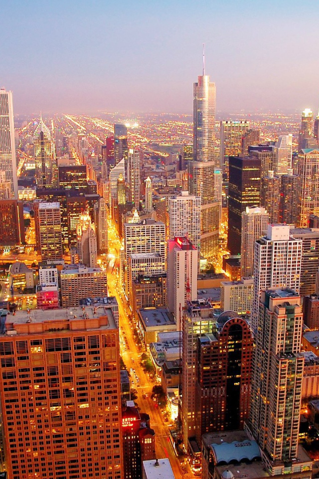 Вечерние огни города Чикаго