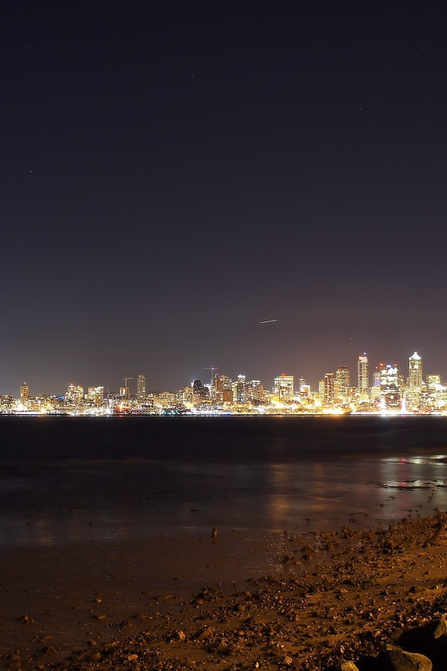 Ночное сияние города Сиэтл, США